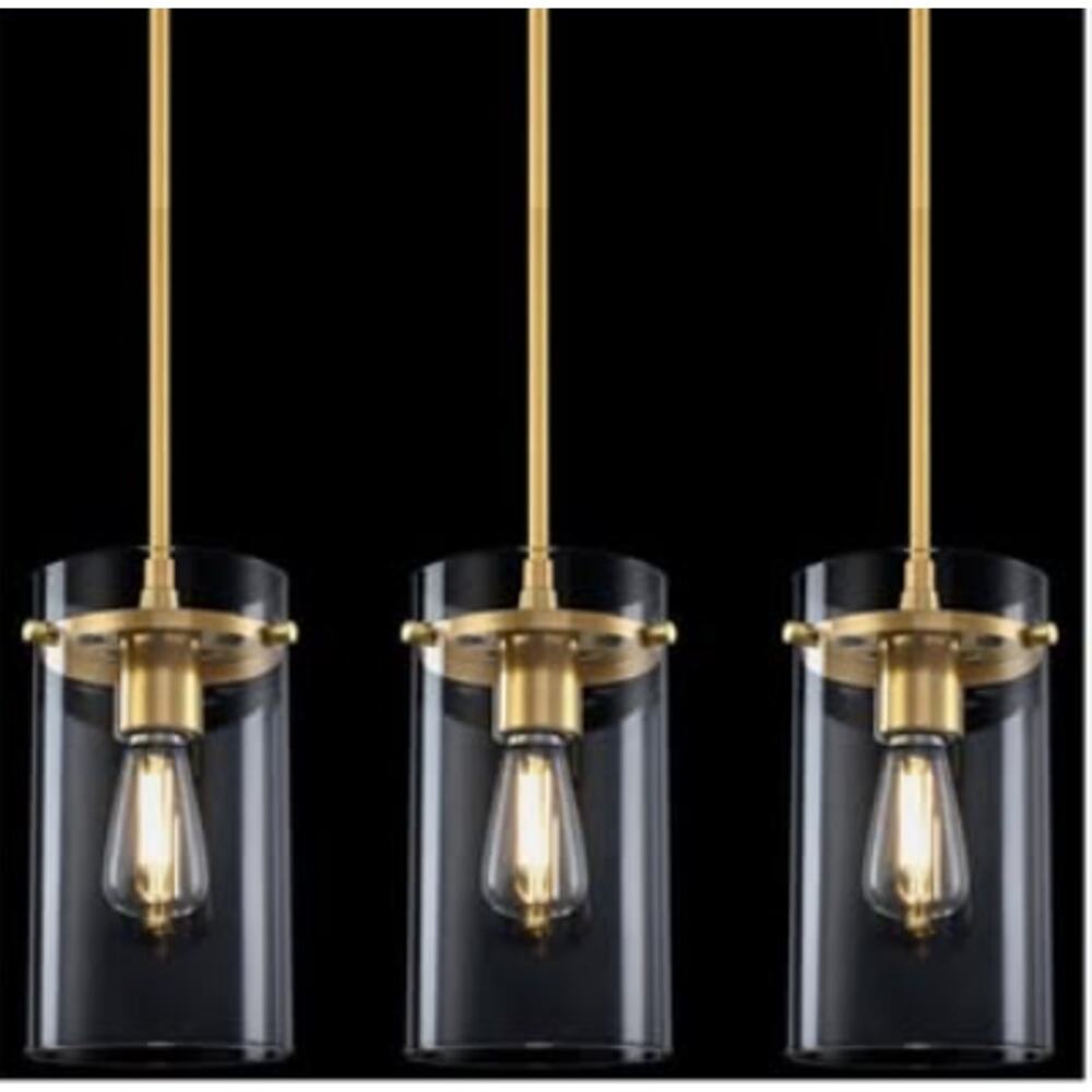 Doraimi Lighting 3 Pack 1 Light Modern Kitchen Pendant  5.5" Clear Glass Gold